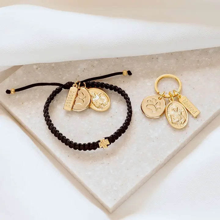 Pet Blessings Woven Bracelet & Pet Tag Set (Gold)