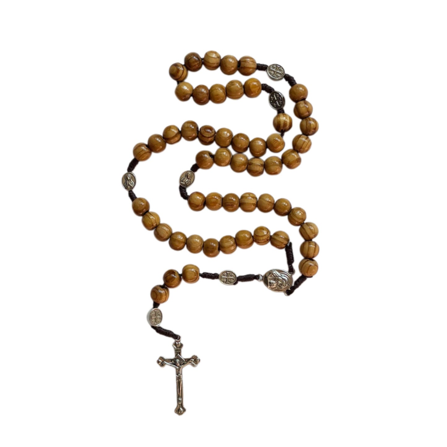 Mary Wooden Rosary in Tin Box with Prayers