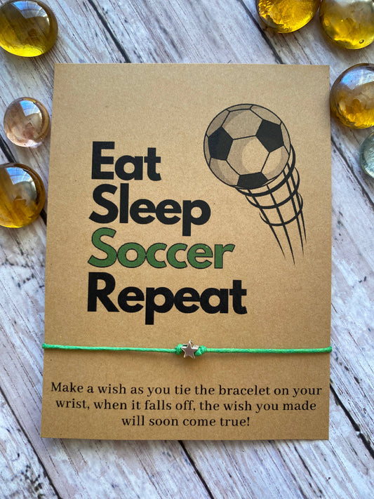 Eat Sleep Soccer Repeat, Soccer Wish Bracelet: RED