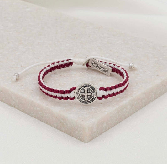 School Spirit Blessing Bracelet - Melot/White/Silver