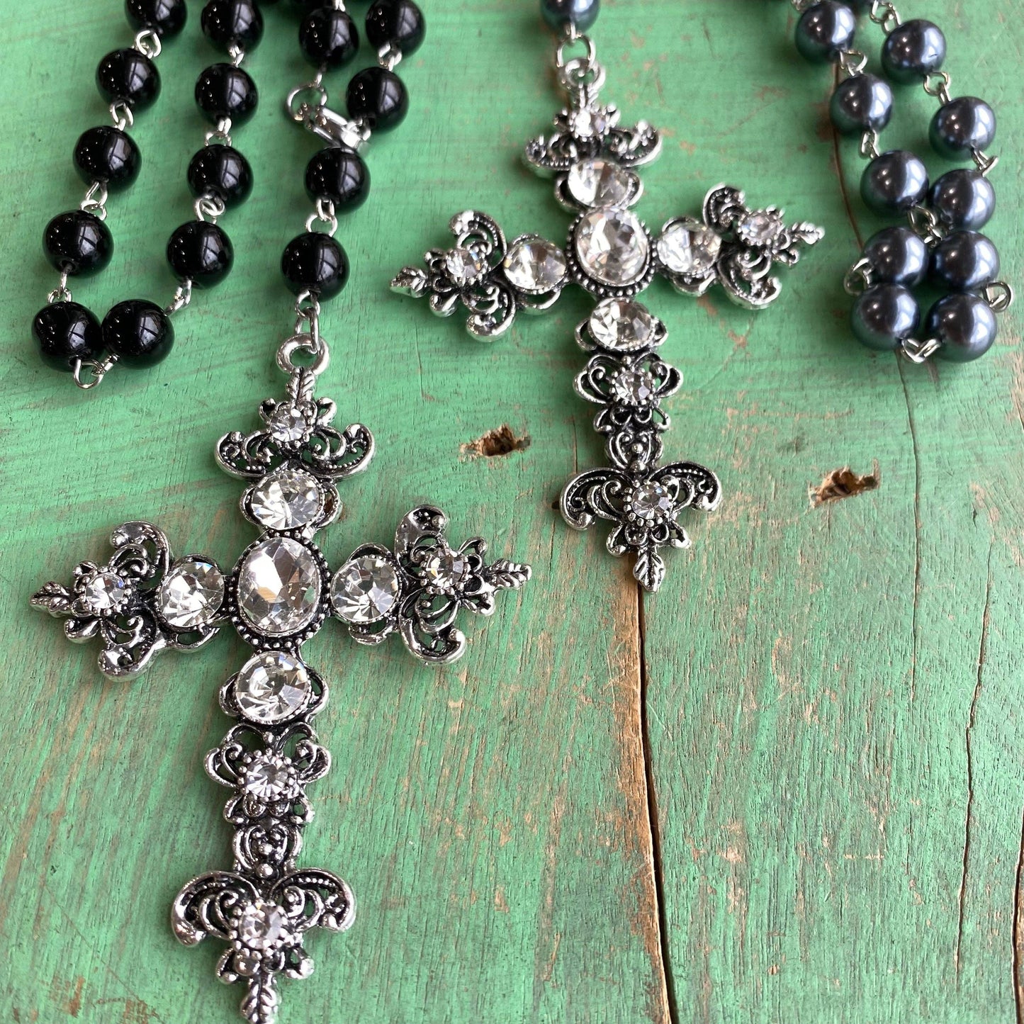 Crystal Cross Car Blessing: Black