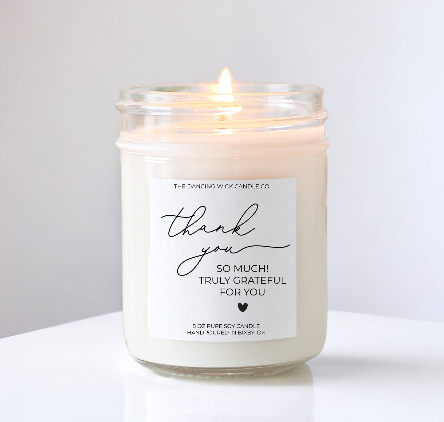 Thank you so much Gift Candle / Eucalyptus and Tea Scent: Small - 4 oz / Eucalyptus & Tea