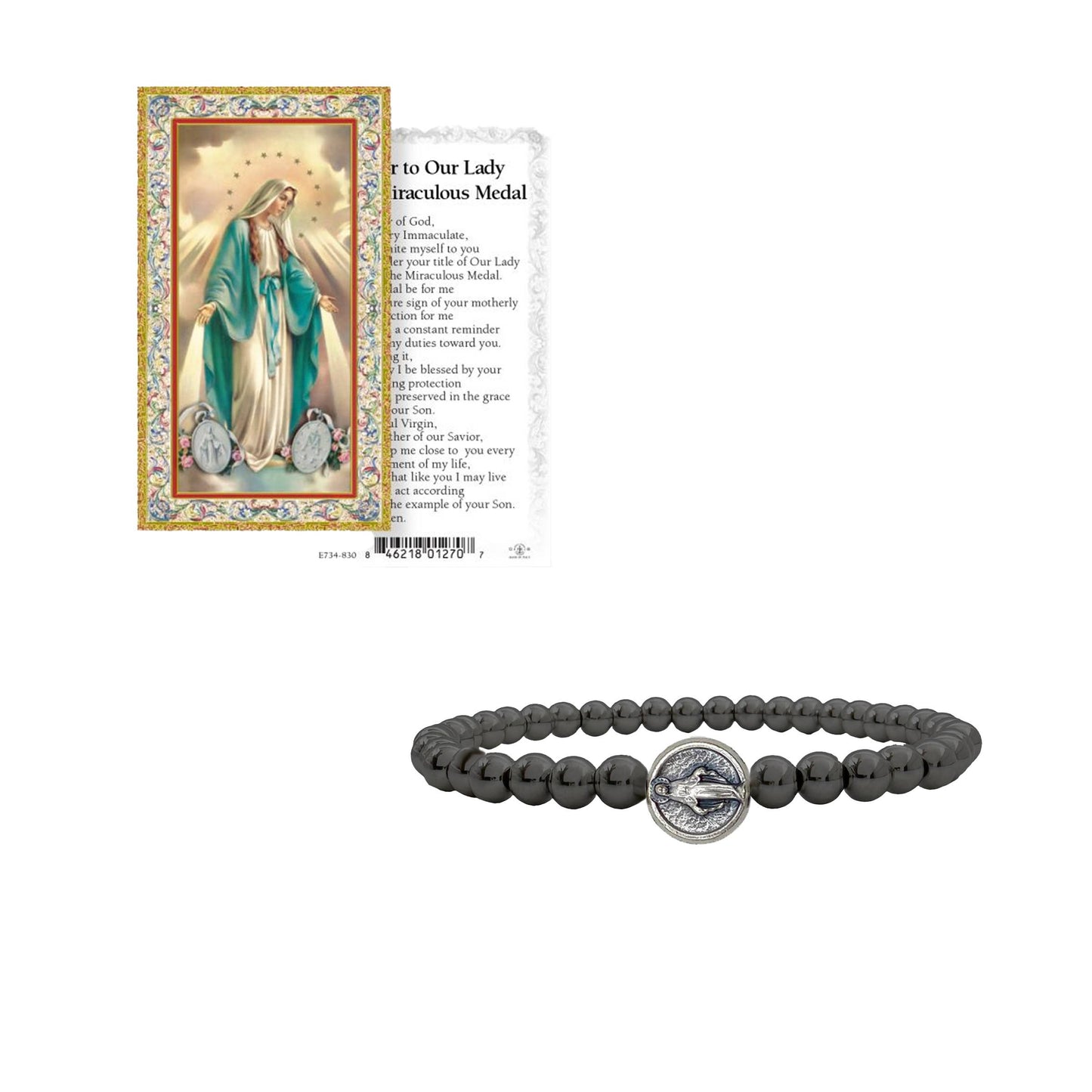 Subliminal Blessed Mother Miraculous Beaded Bracelet: Silver and Gold