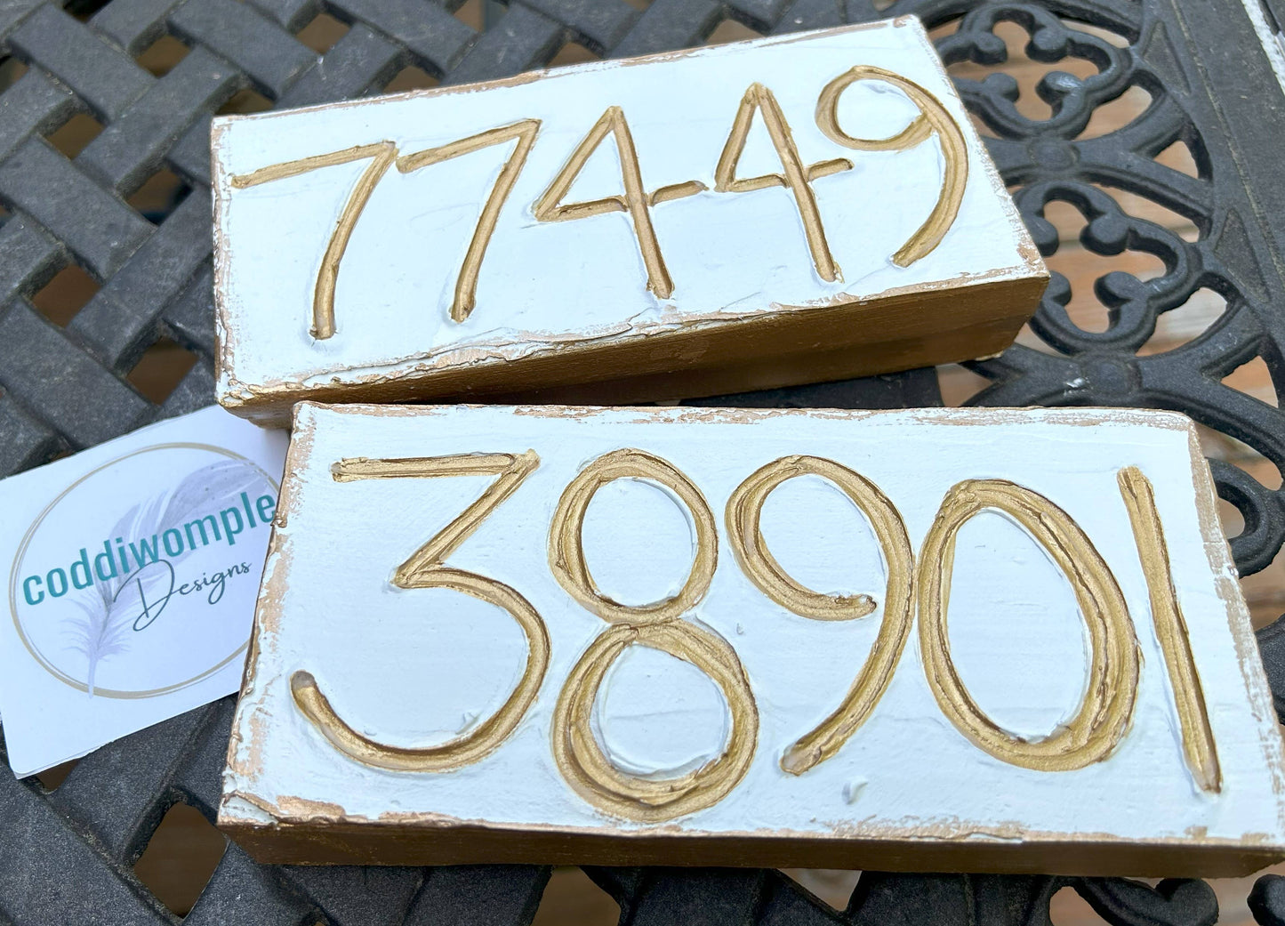 U.S. zip code - custom art block  hometown sports region : Modern numbers (raised)