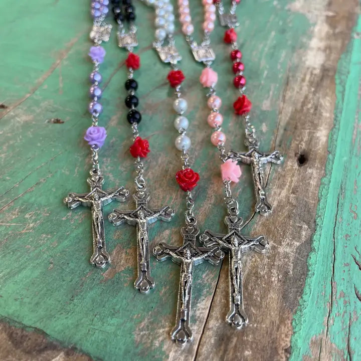 Mystical Rose Rosary (Black and White Available)