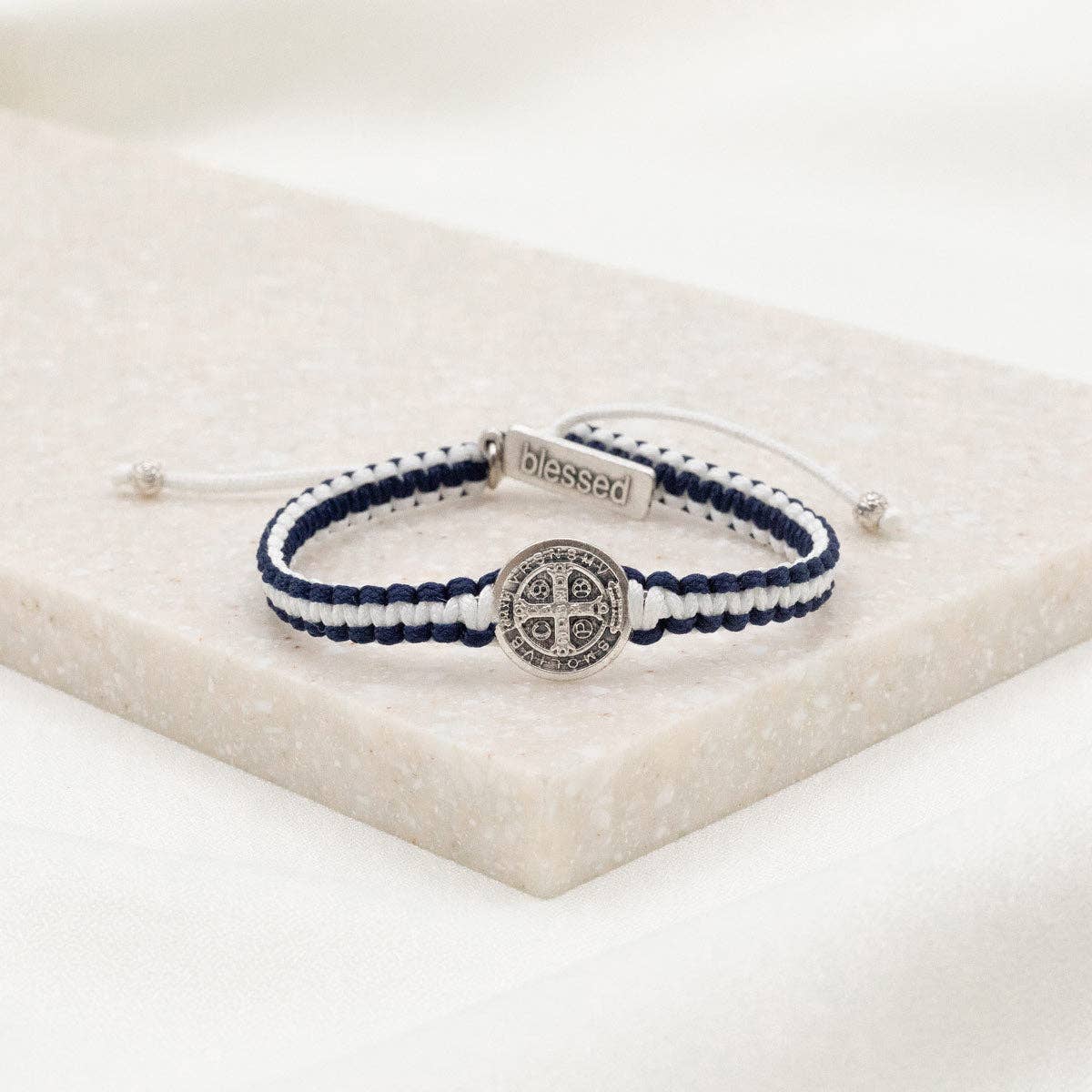 School Spirit Blessing Bracelets: Navy/Red/Silver