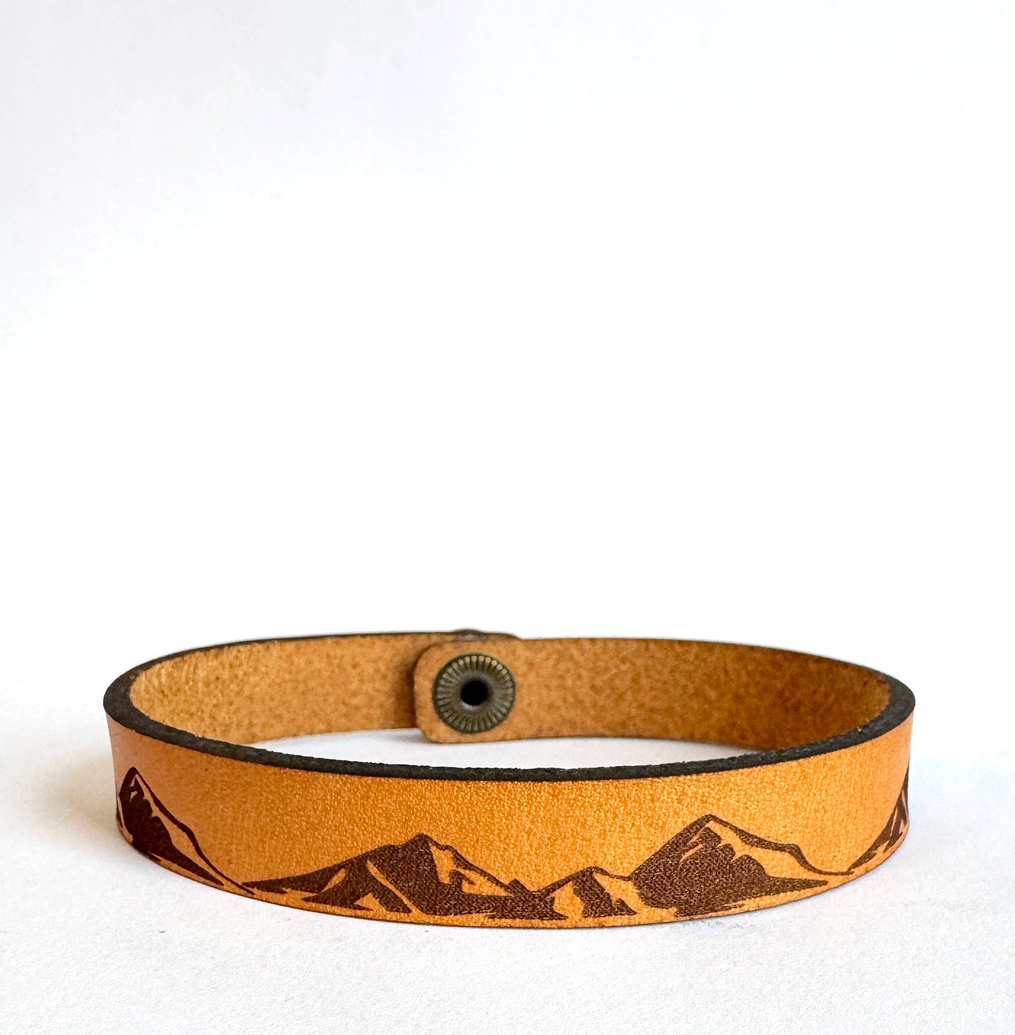 Easter - Single Cross Men's Religious Leather Snap Bracelet Engraved Cuff