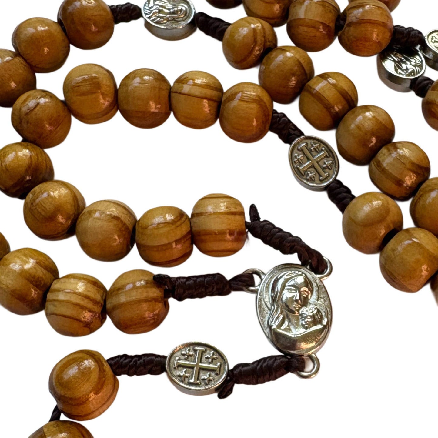 Mary Wooden Rosary in Tin Box with Prayers