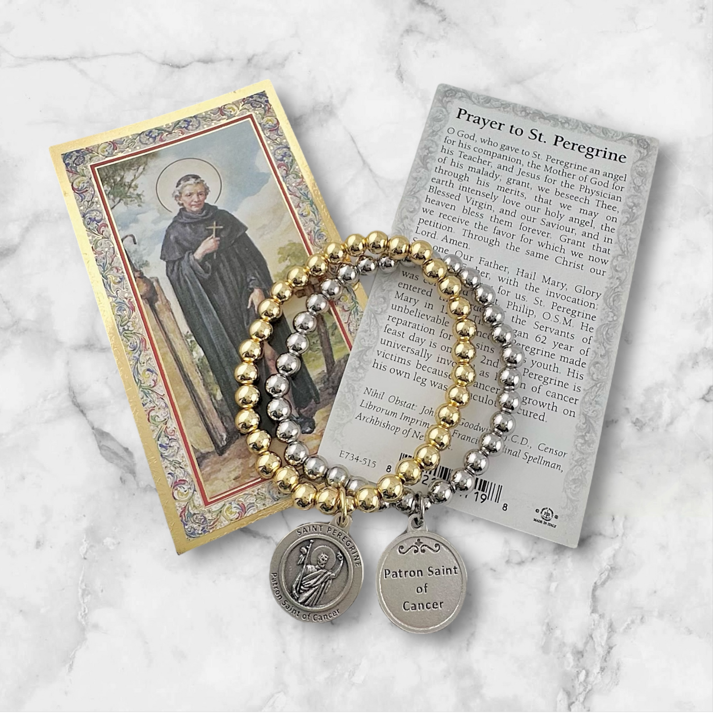 Saint Peregrine Patron Saint of Cancer Bracelet: Gold or Silver