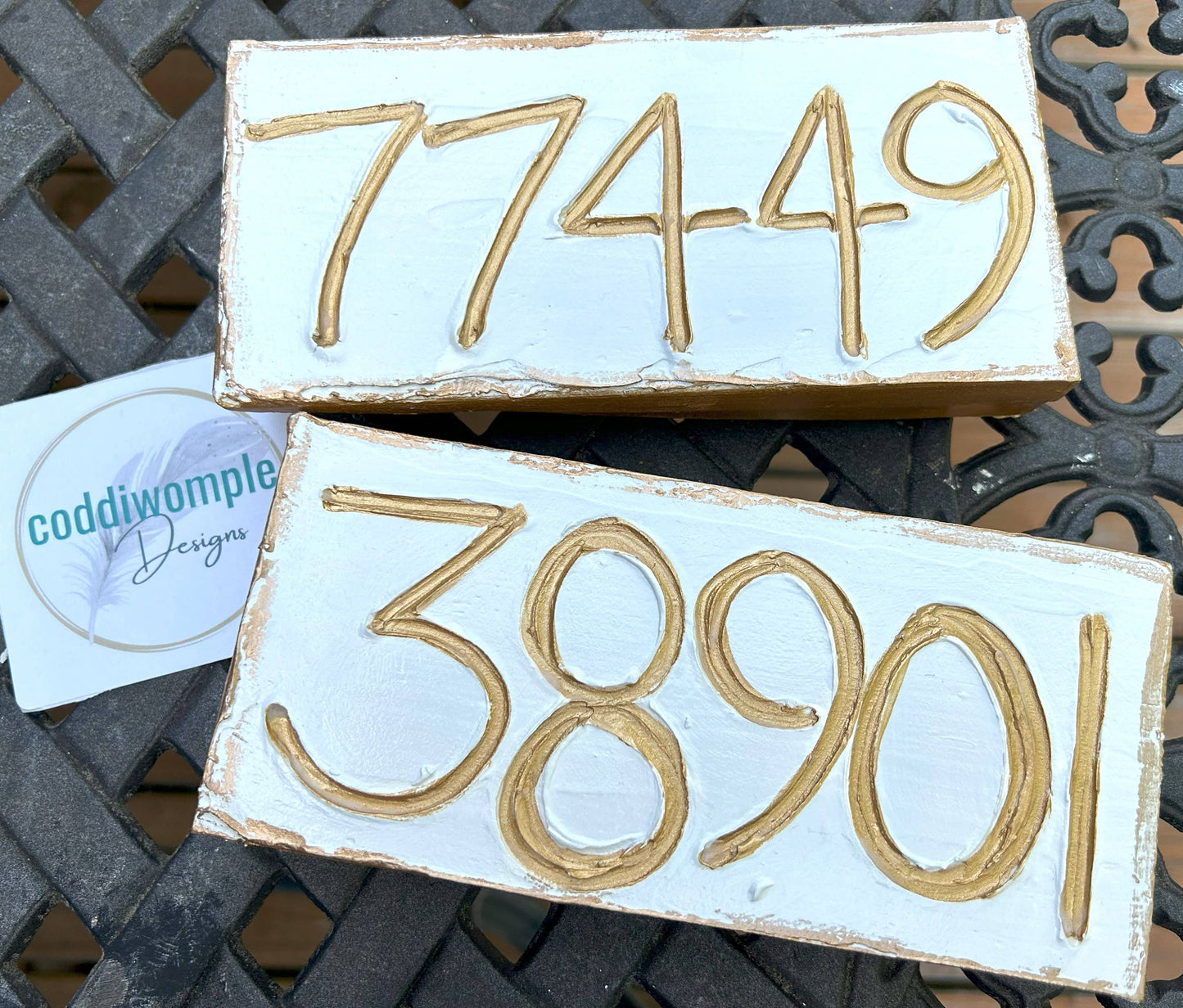 U.S. zip code - custom art block  hometown sports region : Modern numbers (raised)