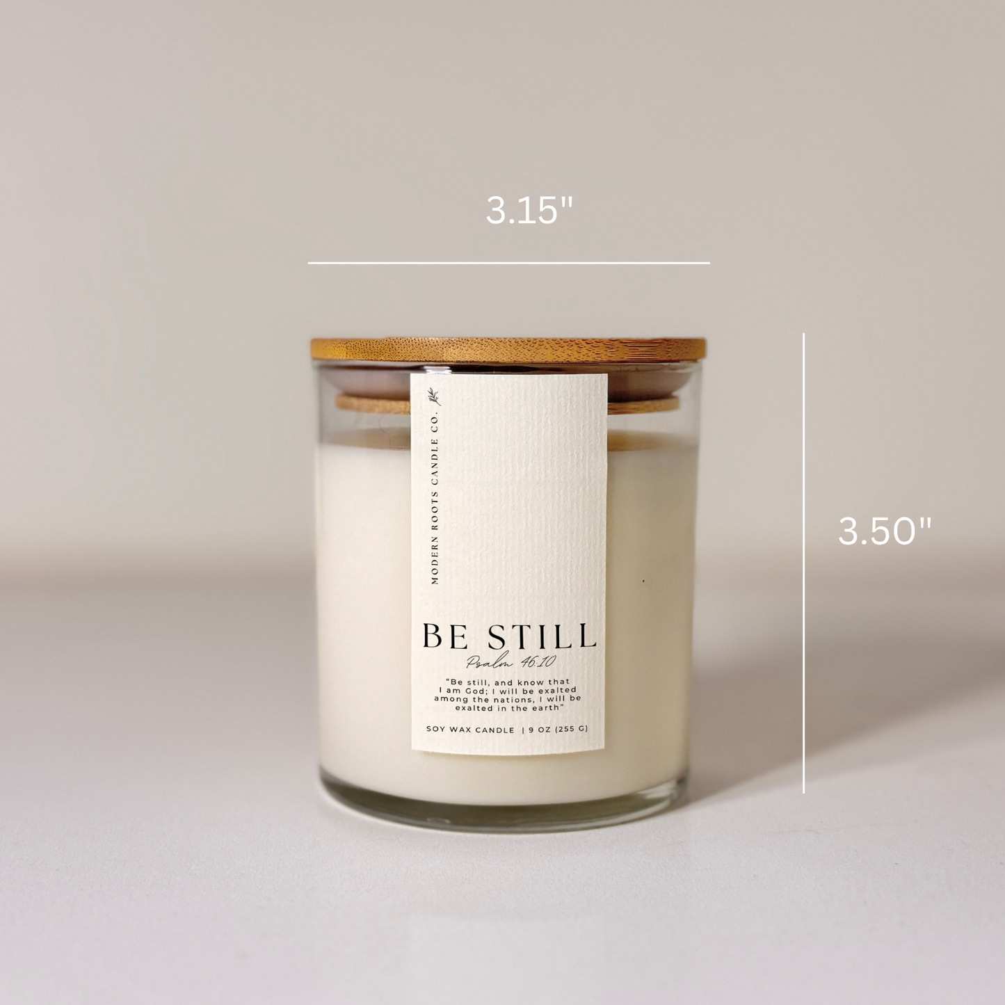 Be Still | Lavender & Sage | 9 oz. Clear Jar Soy Candle: Natural Wood Lid