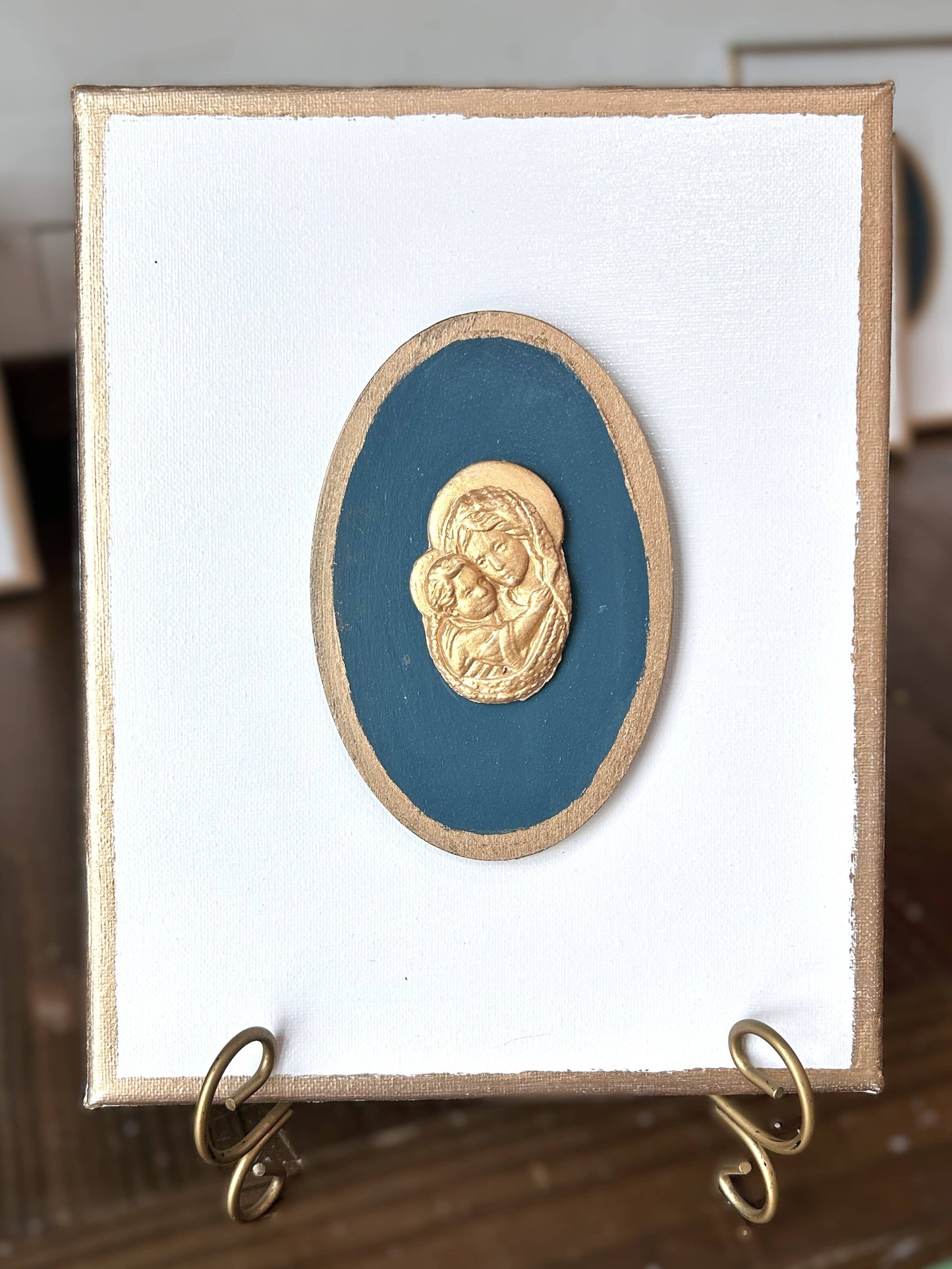 Nativity Intaglios | Christmas holiday holy family madonna : 8x10 gold nativity
