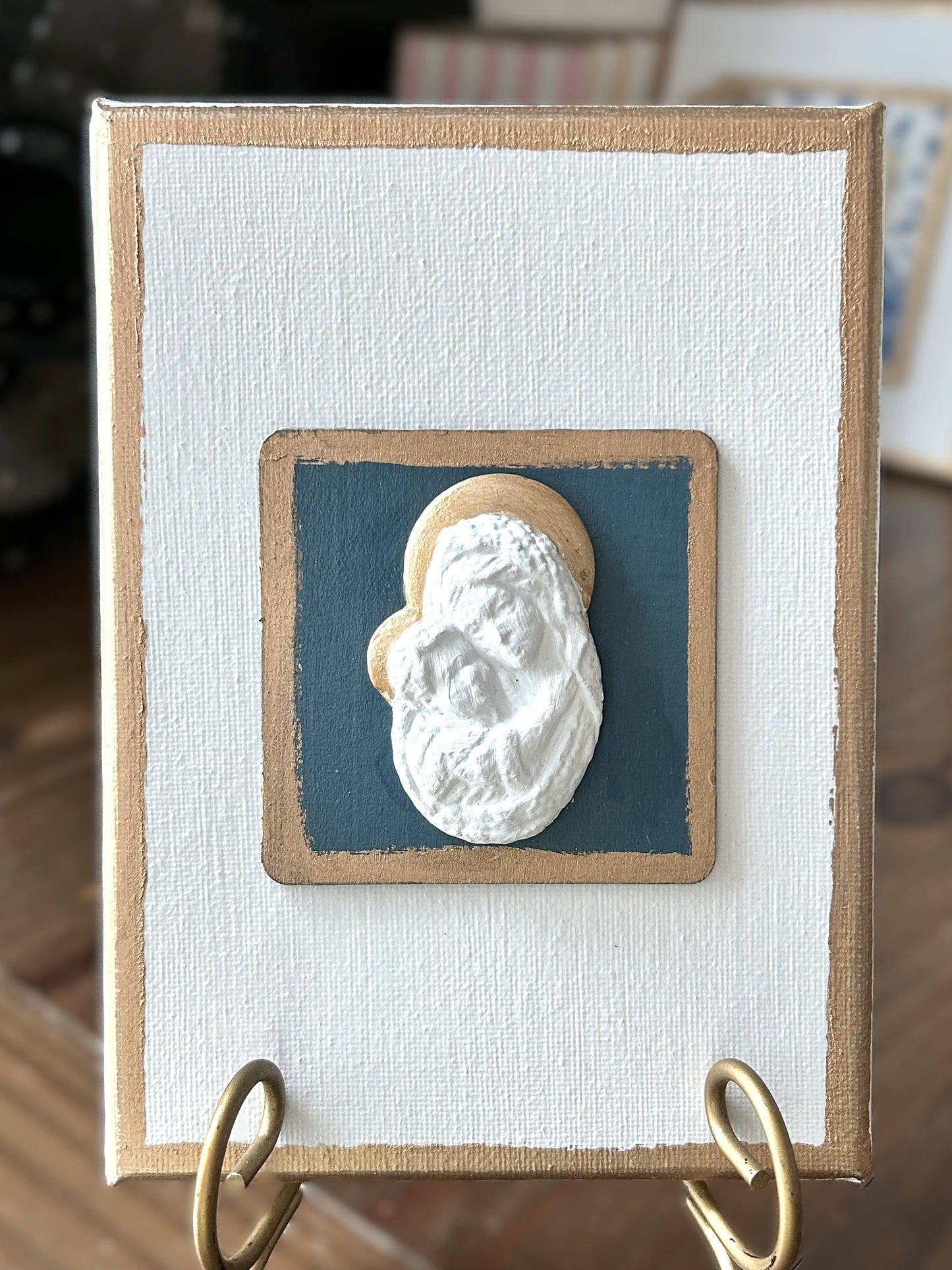 Nativity Intaglios | Christmas holiday holy family madonna : 8x10 gold nativity