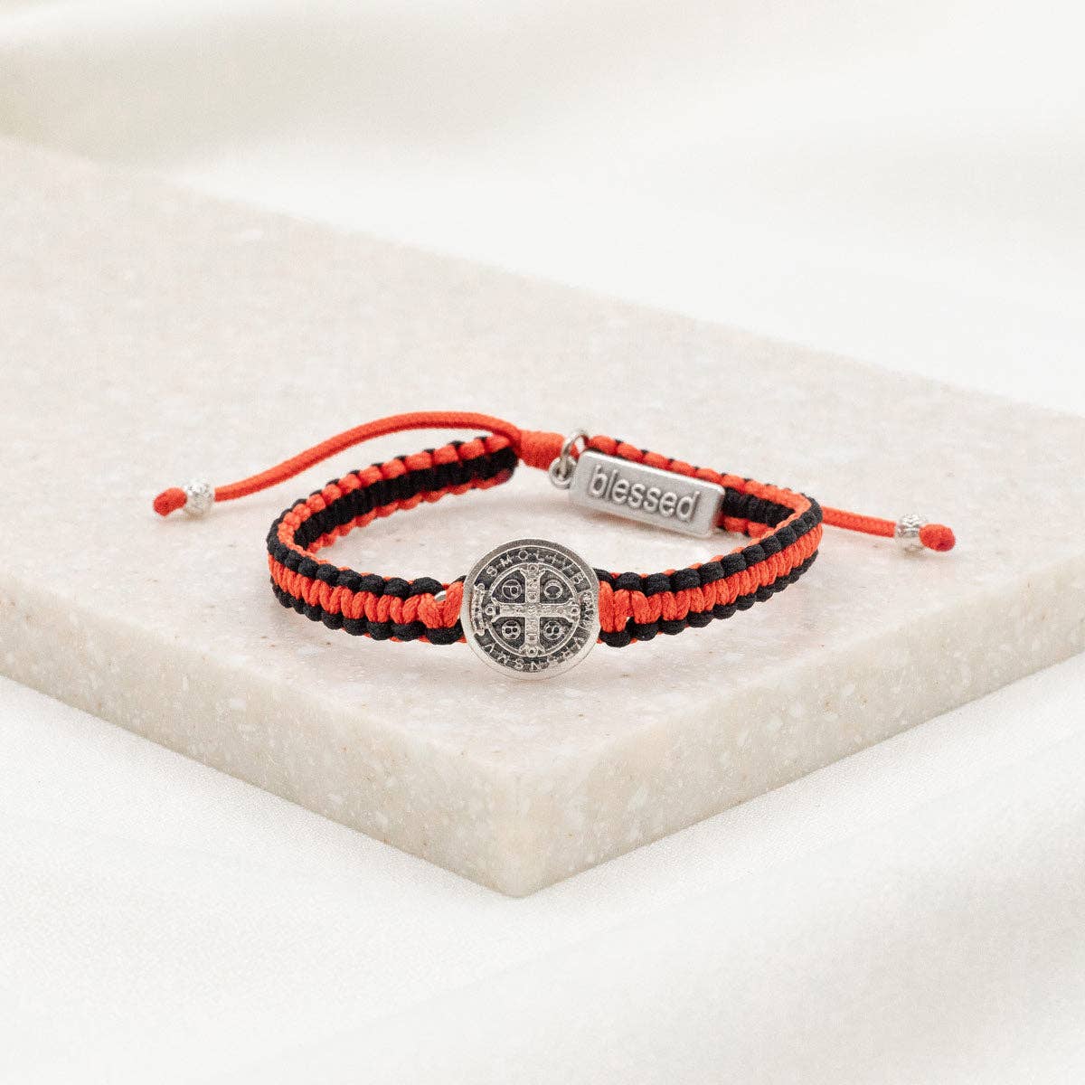 School Spirit Blessing Bracelets: Navy/Red/Silver