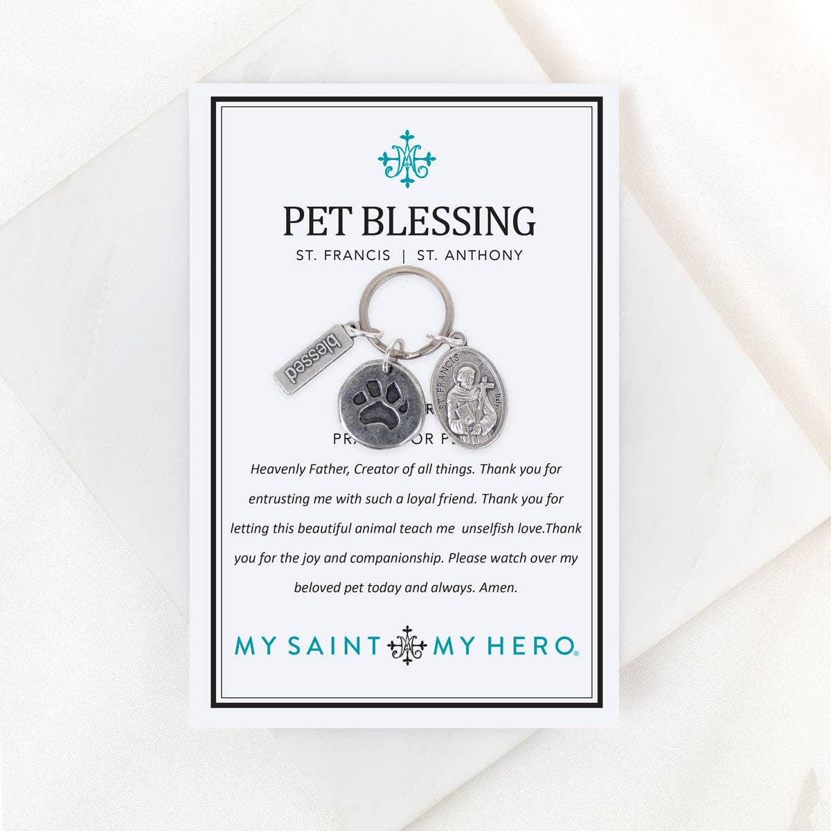 Saints Francis and Anthony Pet Blessing Tag: Gold Large