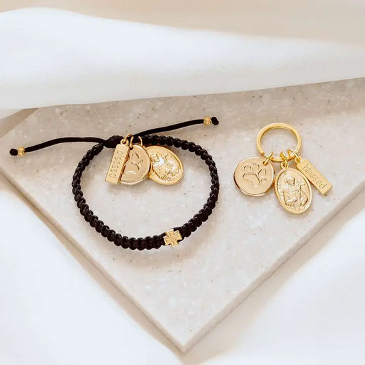 Pet Blessings Woven Bracelet & Pet Tag Set (Gold)