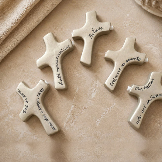 Palm Cross (Believe, Serenity, Our Father, God Is Never, Faith Moves Mountains)