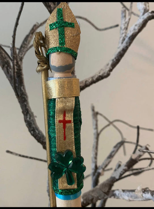 St Patrick Wooden Doll Ornament