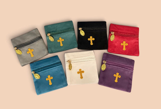 Velvet Rosary Cases (Grey, Green, Black, Red, Teal, White, Purple)