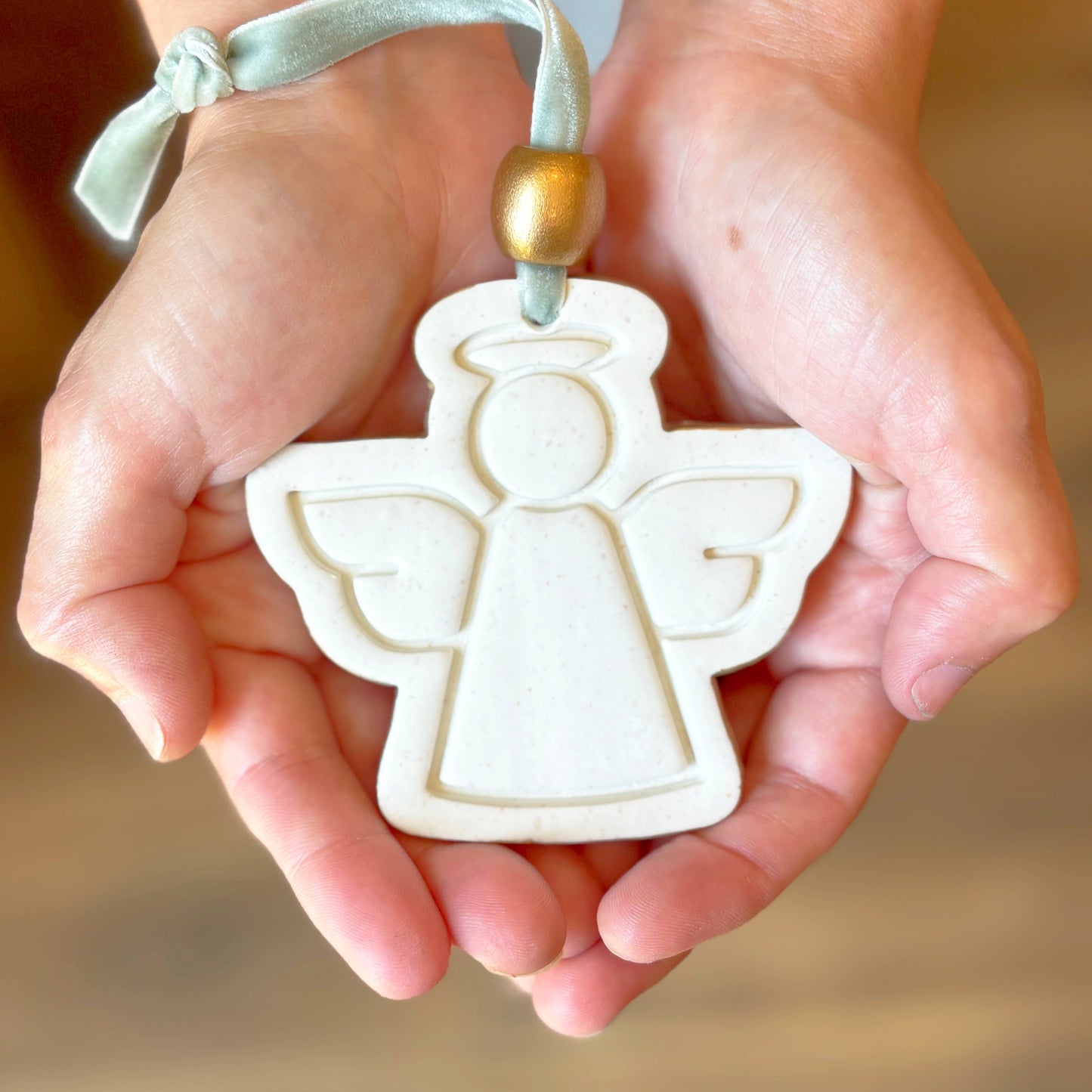 Hope Angel Ornament: Berry Pattern with Gold Ribbon