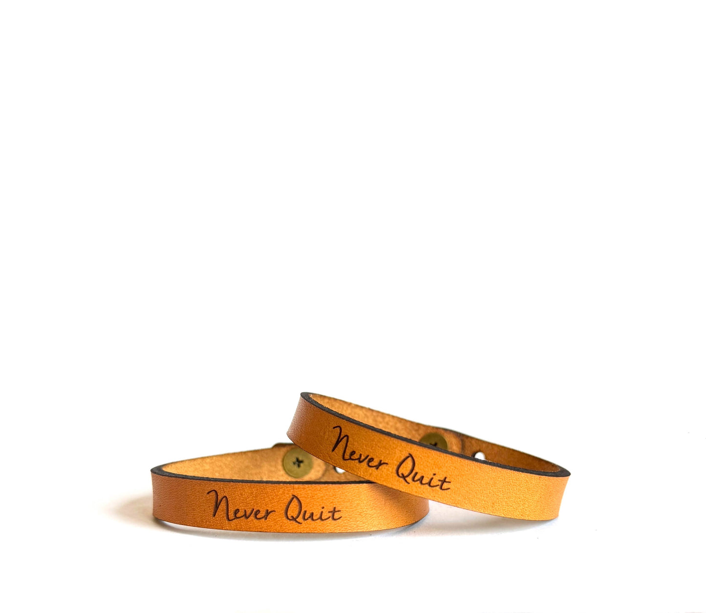 "Never Quit" Real Leather Bracelet