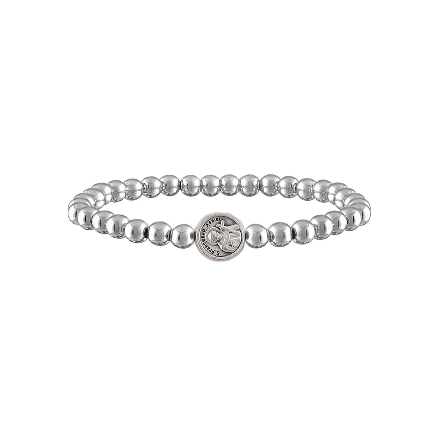 Subliminal Saint Francis Catholic Beaded Stretch Bracelet: Gold or Silver
