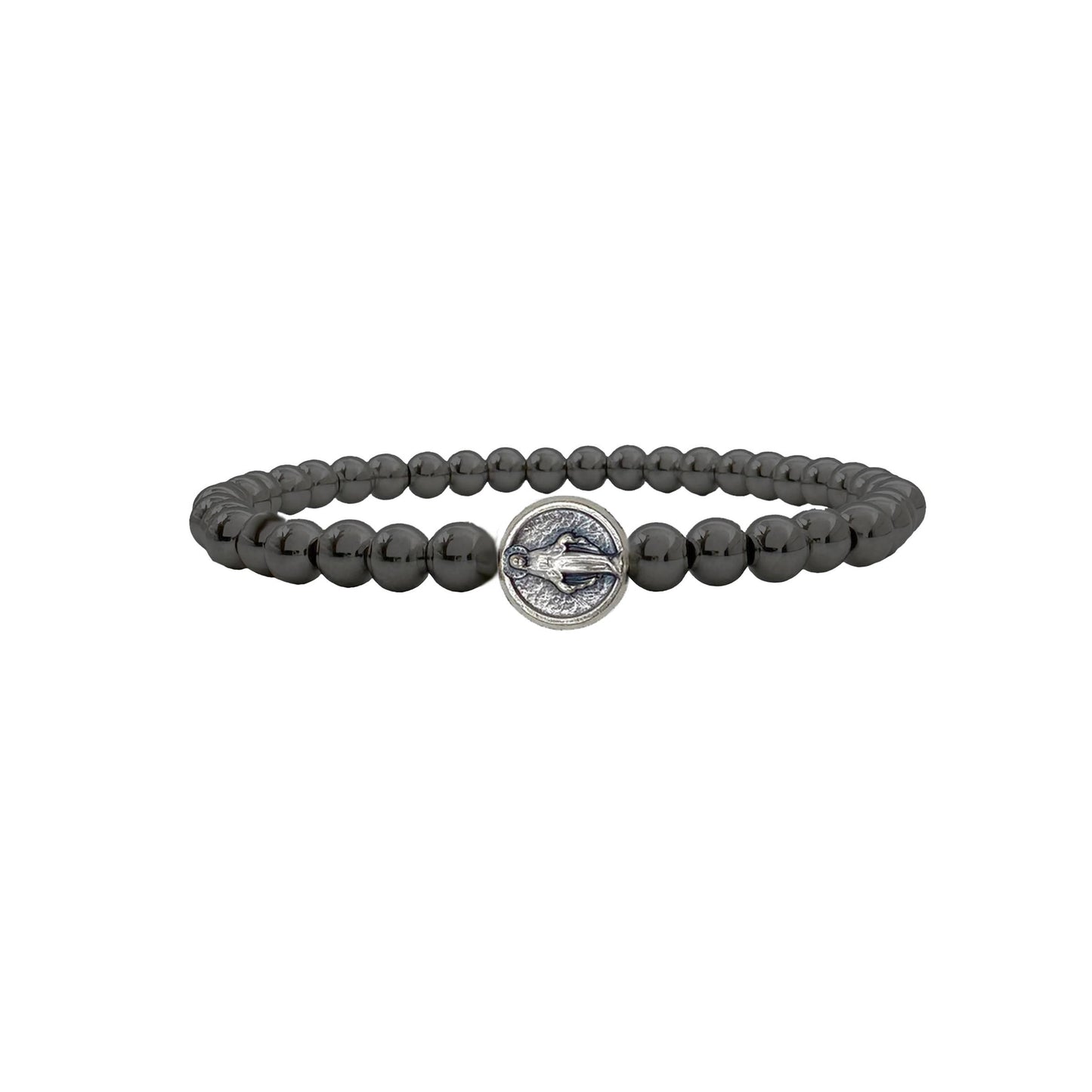 Subliminal Blessed Mother Miraculous Beaded Bracelet: Silver and Gold