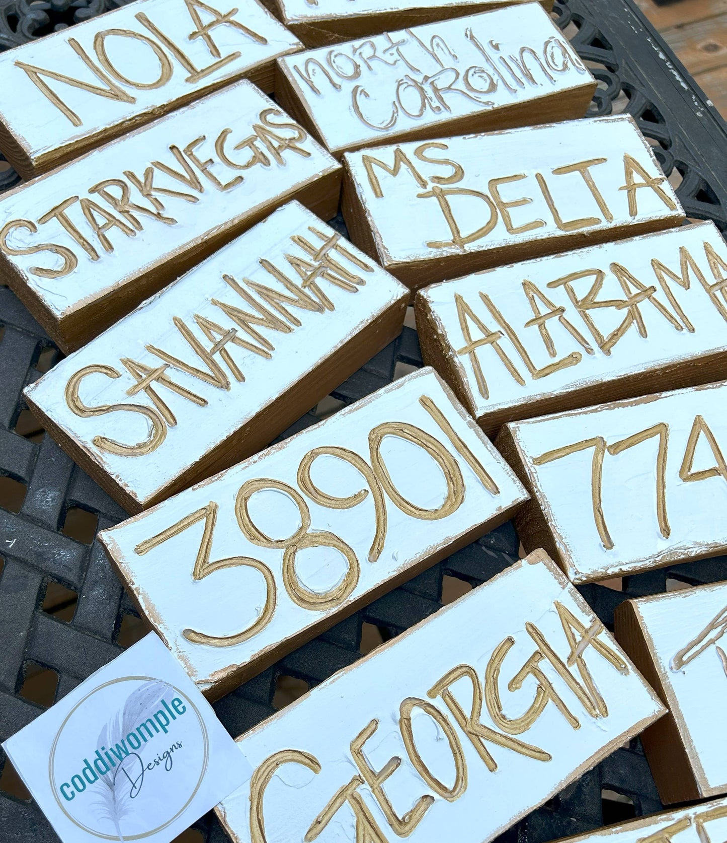 U.S. zip code - custom art block  hometown sports region : Modern numbers (raised)
