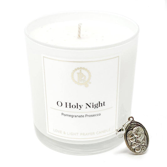 Love & Light Prayer Candle -O Holy Night Holiday Candle: Pomegranate Prosecco