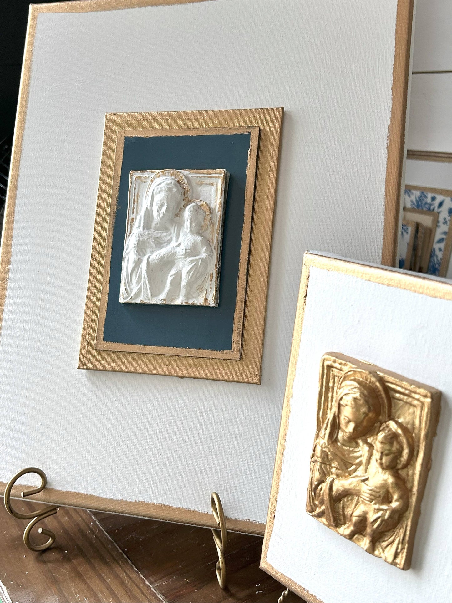 Nativity Intaglios | Christmas holiday holy family madonna : 8x10 gold nativity