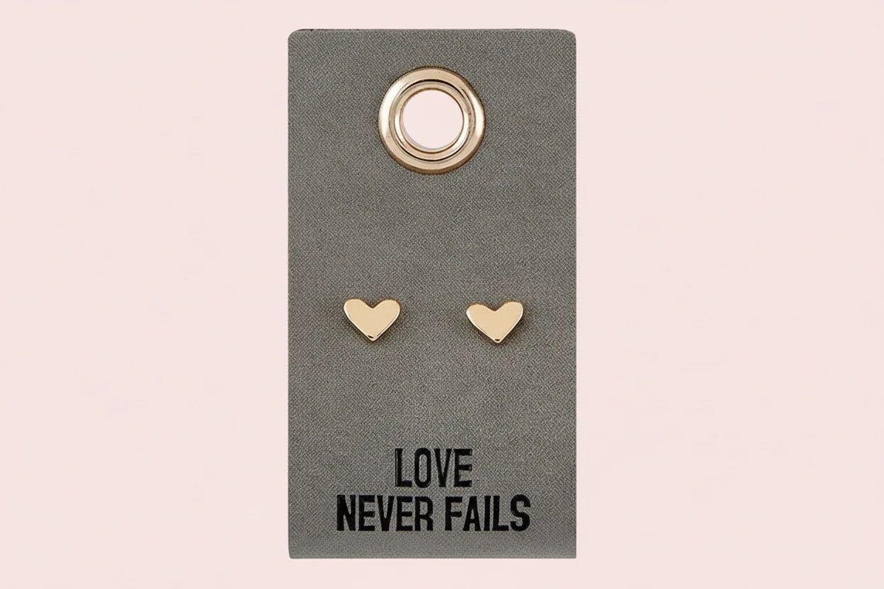 Leather Tag Earrings - Heart