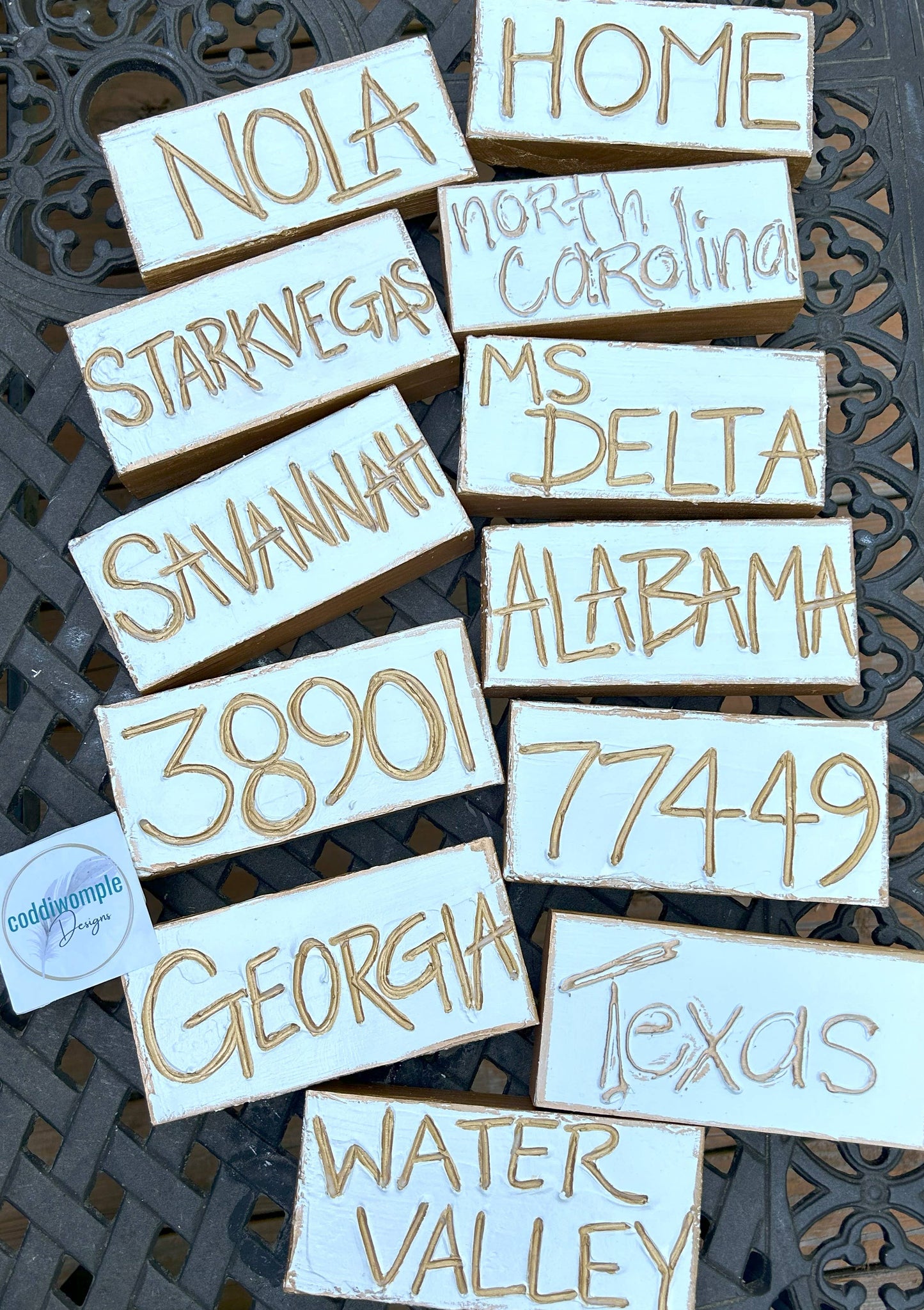 U.S. zip code - custom art block  hometown sports region : Modern numbers (raised)