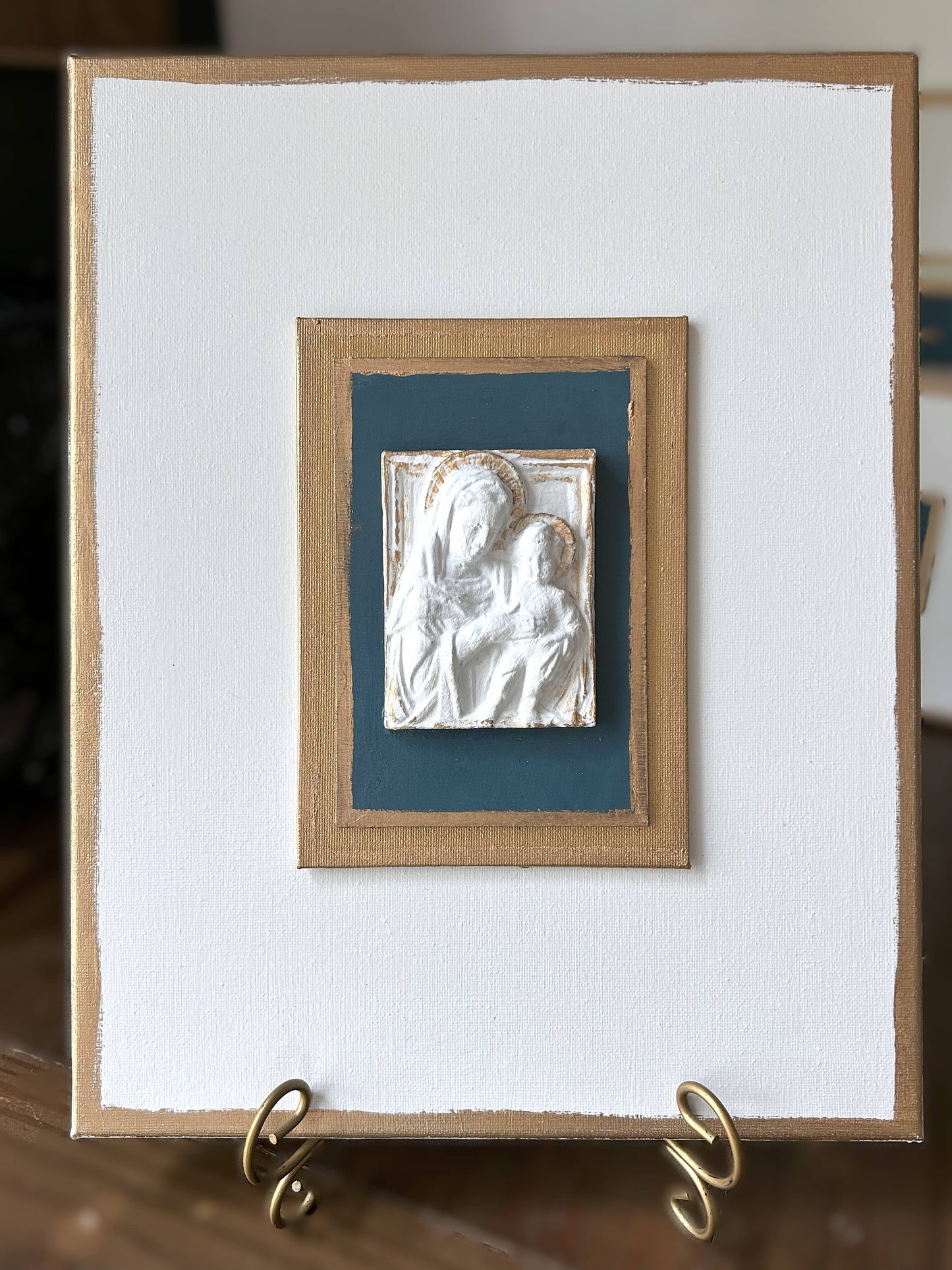 Nativity Intaglios | Christmas holiday holy family madonna : 5x7 gold madonna/baby
