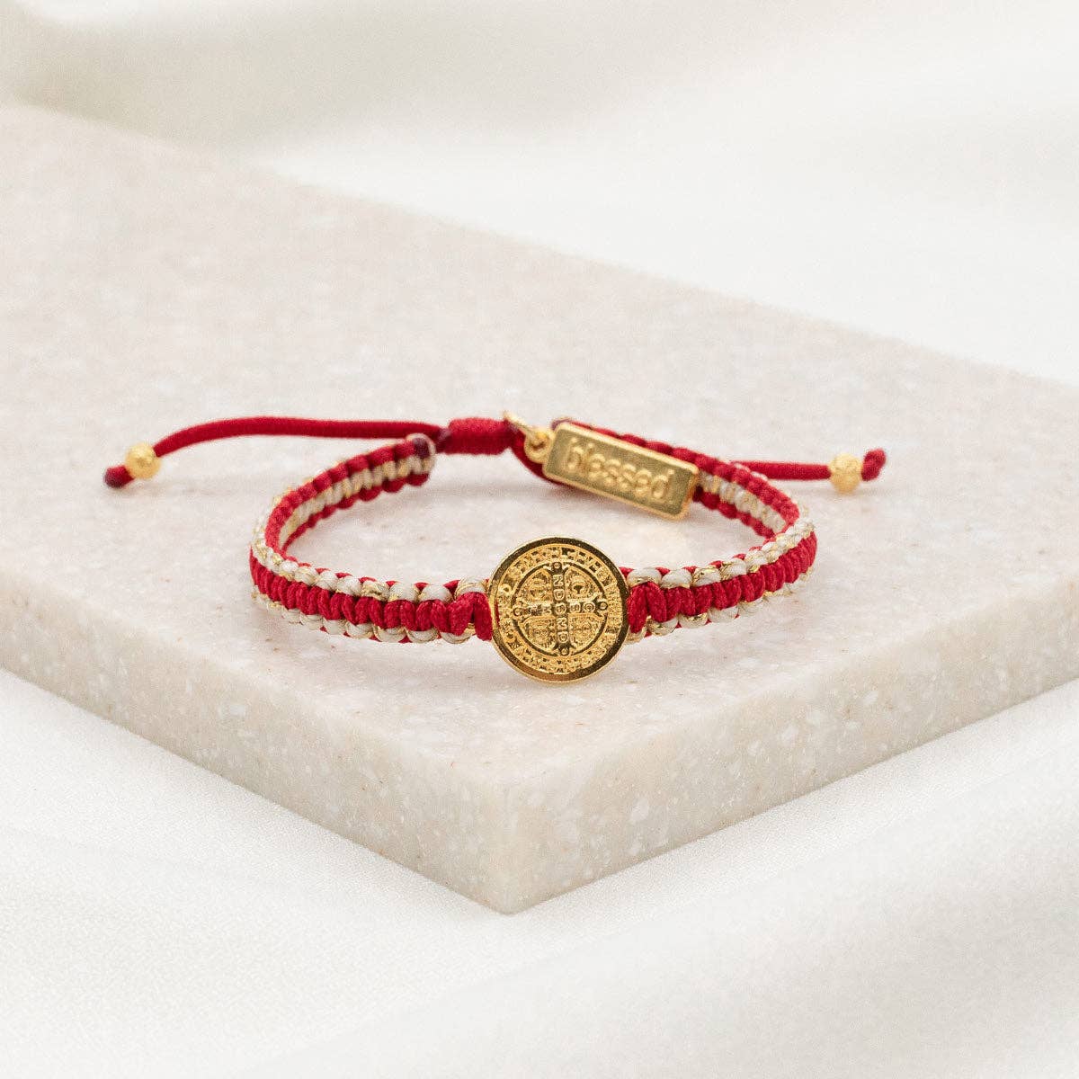 School Spirit Blessing Bracelets: Navy/Red/Silver