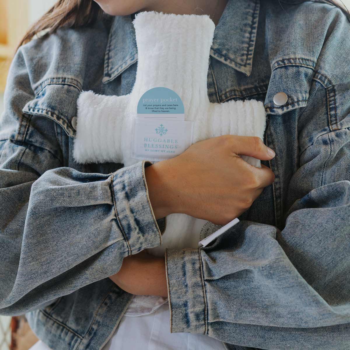 Huggable Weighted Prayer Pillow: Gray Cross