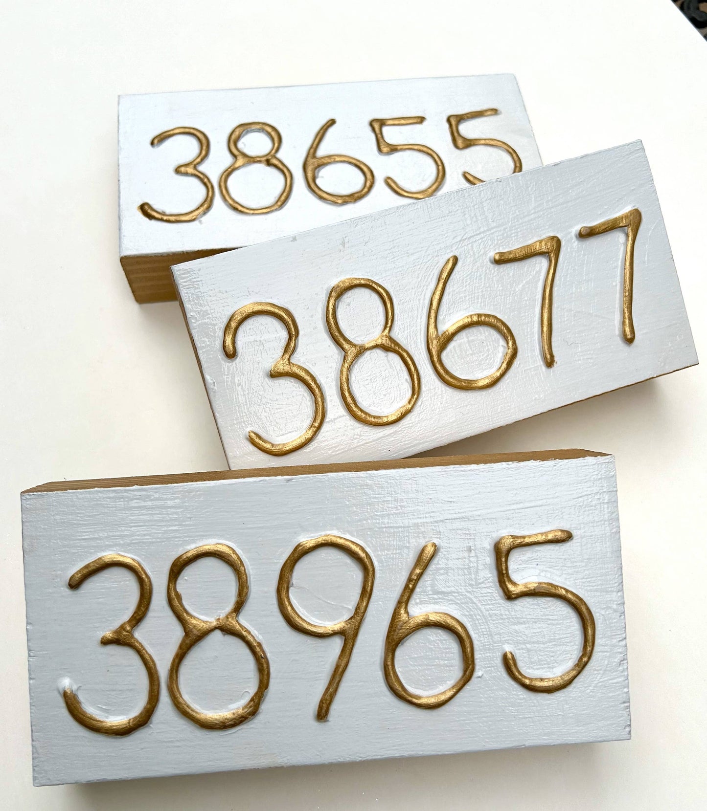 U.S. zip code - custom art block  hometown sports region : Modern numbers (raised)