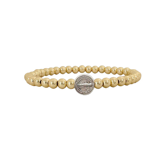 Subliminal Saint Francis Catholic Beaded Stretch Bracelet: Gold or Silver