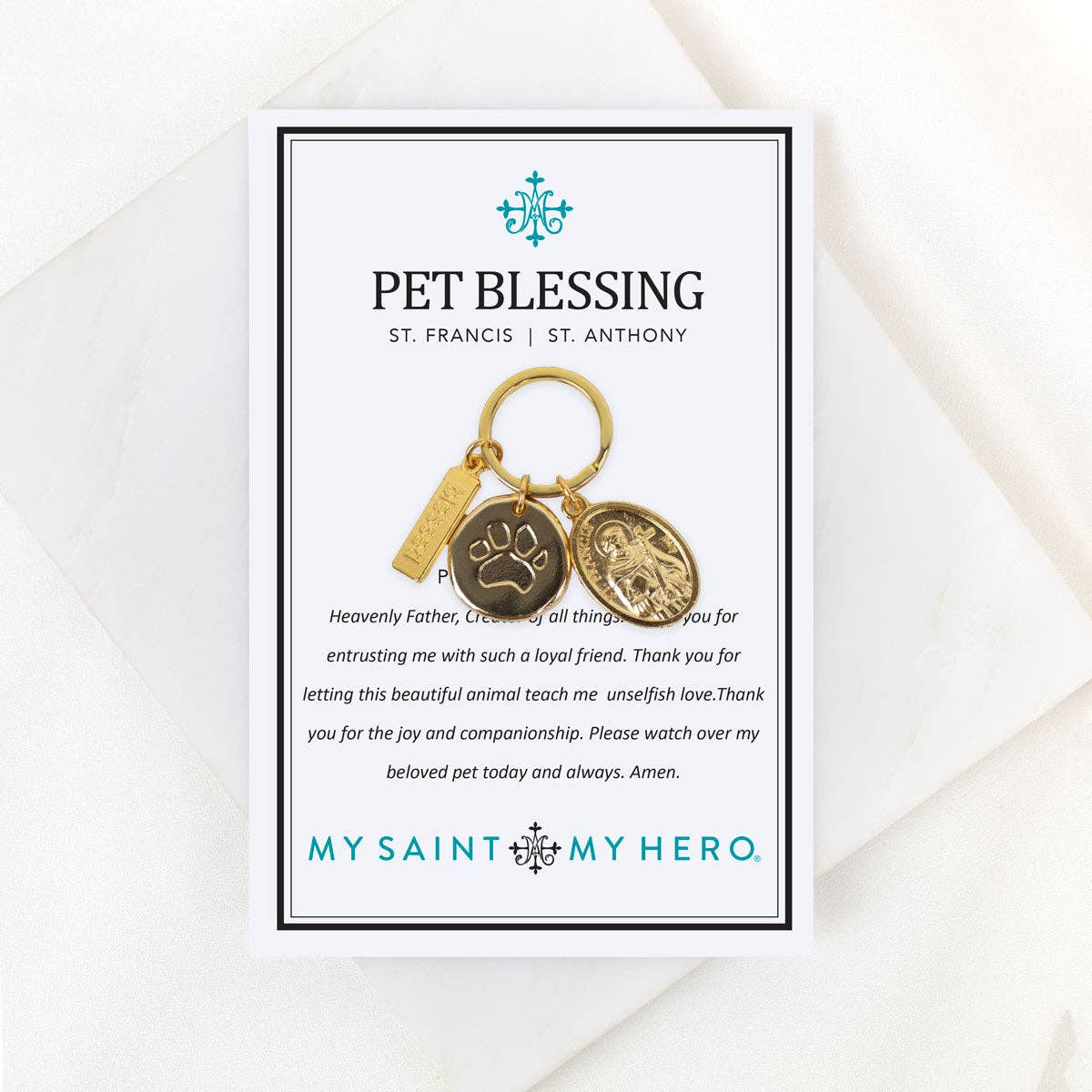 Saints Francis and Anthony Pet Blessing Tag: Silver Large